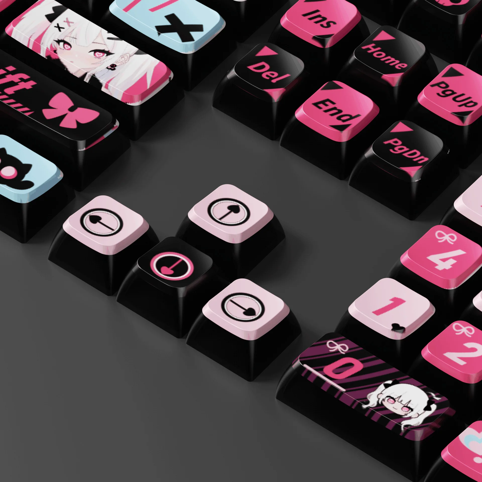 Little Devil - Pink Anime-Themed Keycaps 118-Key XDA Profile, Thermal Sublimation PBT, Universal for Mechanical Keyboards