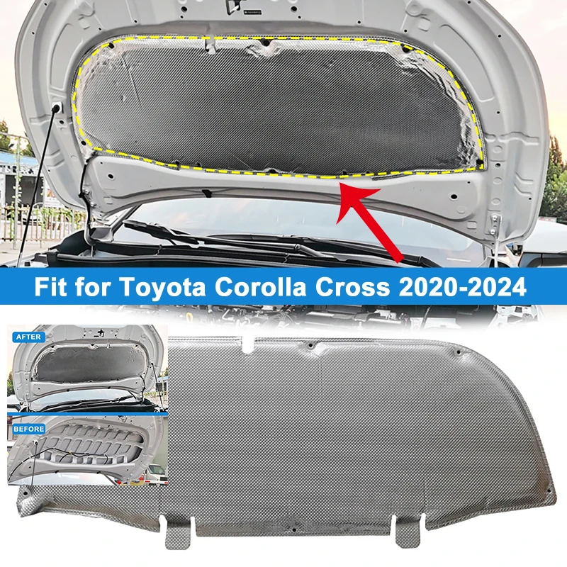 

Car Black/Aluminum Foil Engine Soundproof Cotton with Buckle Fit for Toyota Corolla Cross 2020-2024