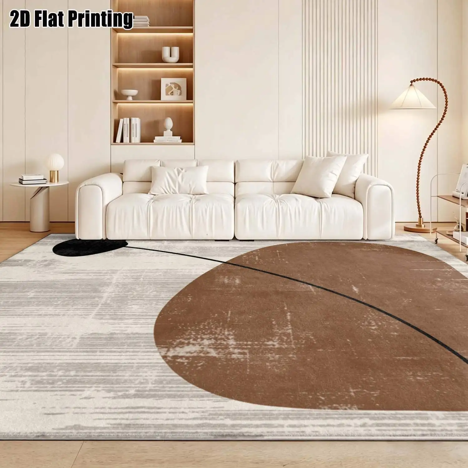 1Pc 2D Printed Carpet: Brown-Beige Abstract Geometric Patterns, Modern Simple Style, Suitable for Instagram/Nordic Decor, Multi-Size, Machine Washable, for Entryway, Dining Room, Bedroom, Study, Living Room, Etc