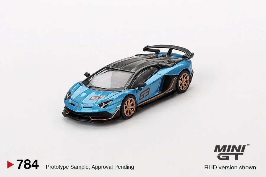 MINIGT 1:64 Aventador SVJ 63 Blu Aegir Model Car