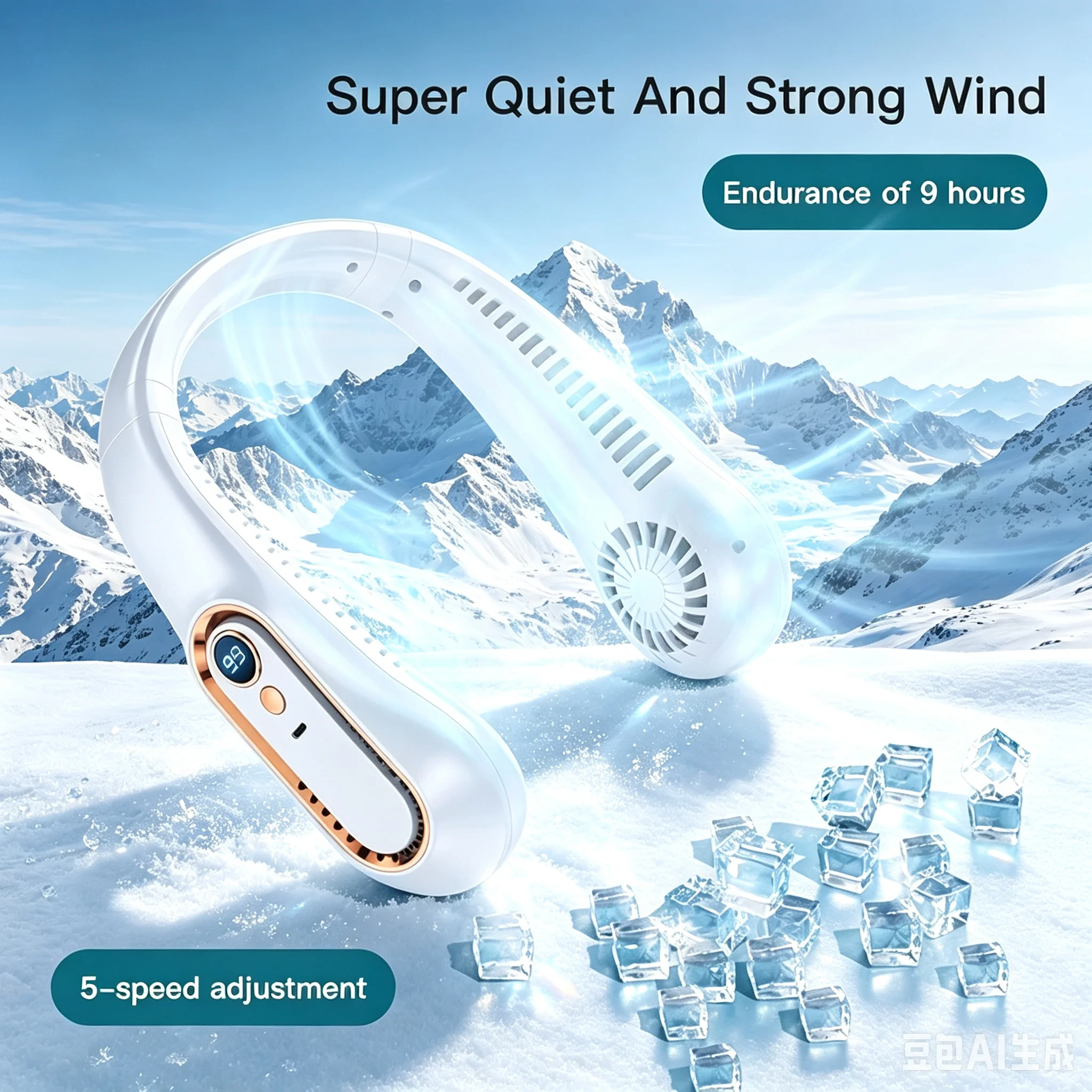 New Summer Portable Mini Hanging Neck Fan Bladeless Neckband Fan Digital Display Power Air Cooler USB Rechargeable Electric Fans