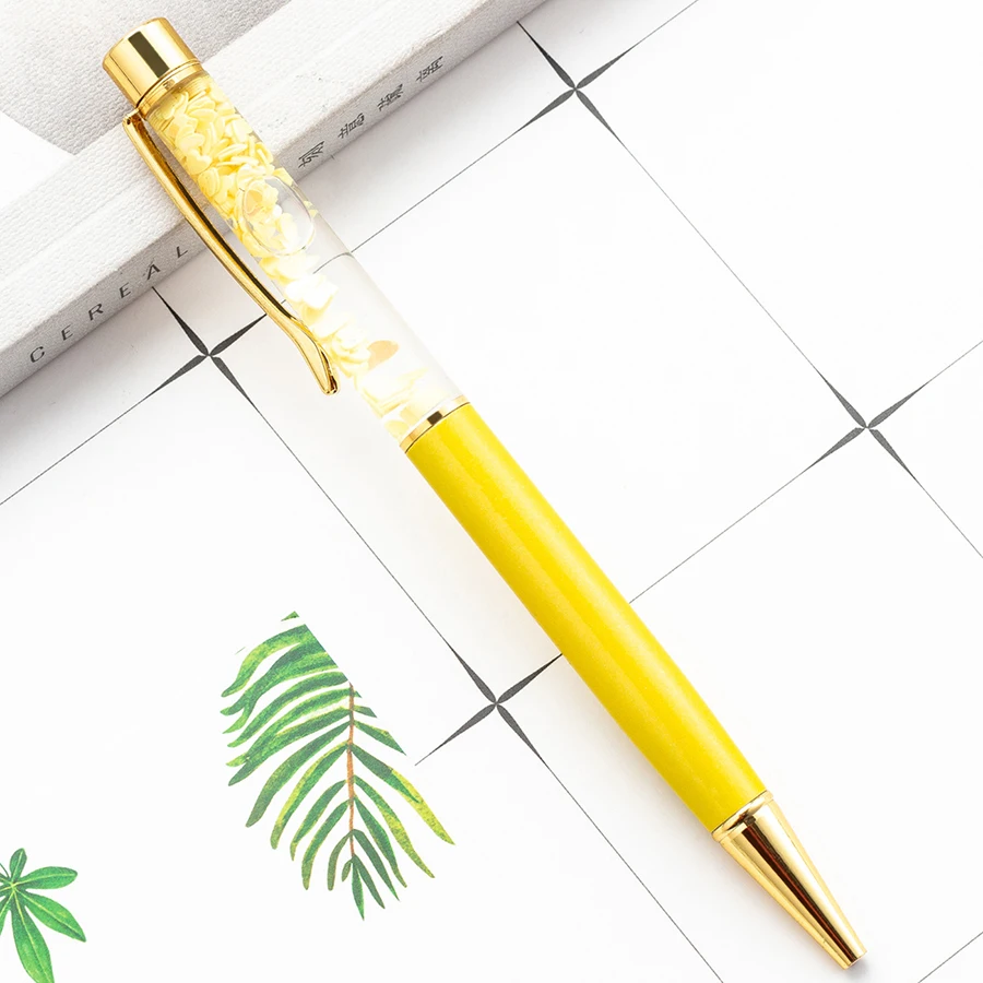 Luxuriöser, farbenfroher Kugelschreiber mit Ölgoldpulver und Treibsand-Effekt, 1,0 mm, drehbarer Metallkugelschreiber für Schule und Büro – Detail 27