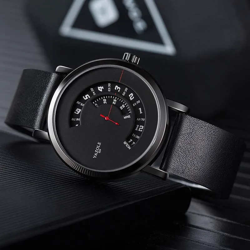 Relogio YAZOLE Men Watches Hot Sales 2025 Fashion PU Strap Casual Unique Quartz Watch For Men Waterproof Wristwatch Reloj Hombre