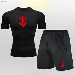 Rashguard de compression pour homme, t-shirt de sport, short de fitness, vêtements de sport de course et de jogging, survêtement anime, tenue d'entraînement