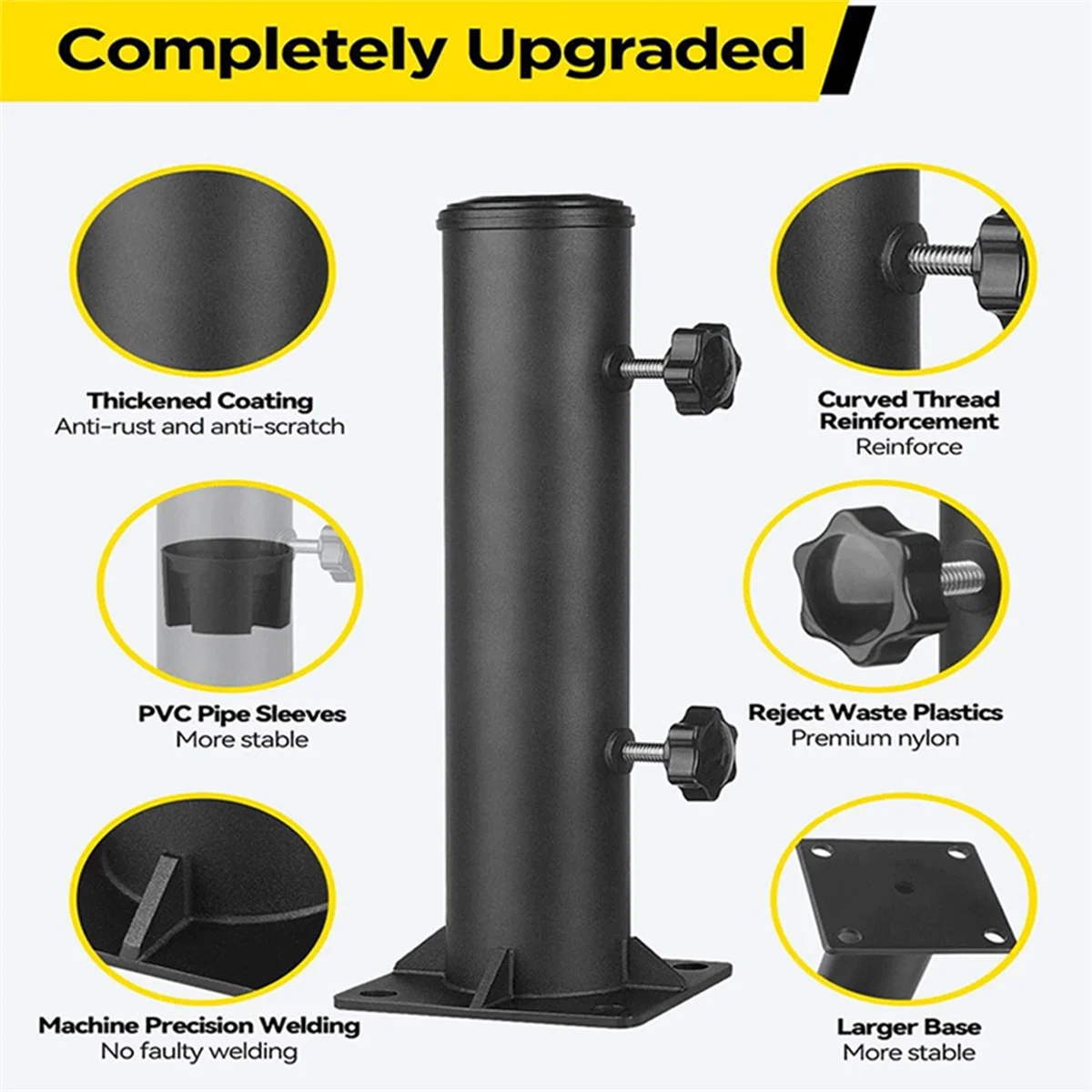 Patio Umbrella Base Stand Diameter Umbrella Stand Tube Bracket Deck Mount Umbrella Holder for Outside Garden Backyard