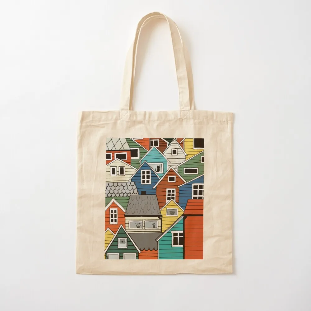 Scandinavia Souvenir I Colourful wooden houses Tote Bag Custom bag Canvas shopper bags for women Canvas Tote Bag