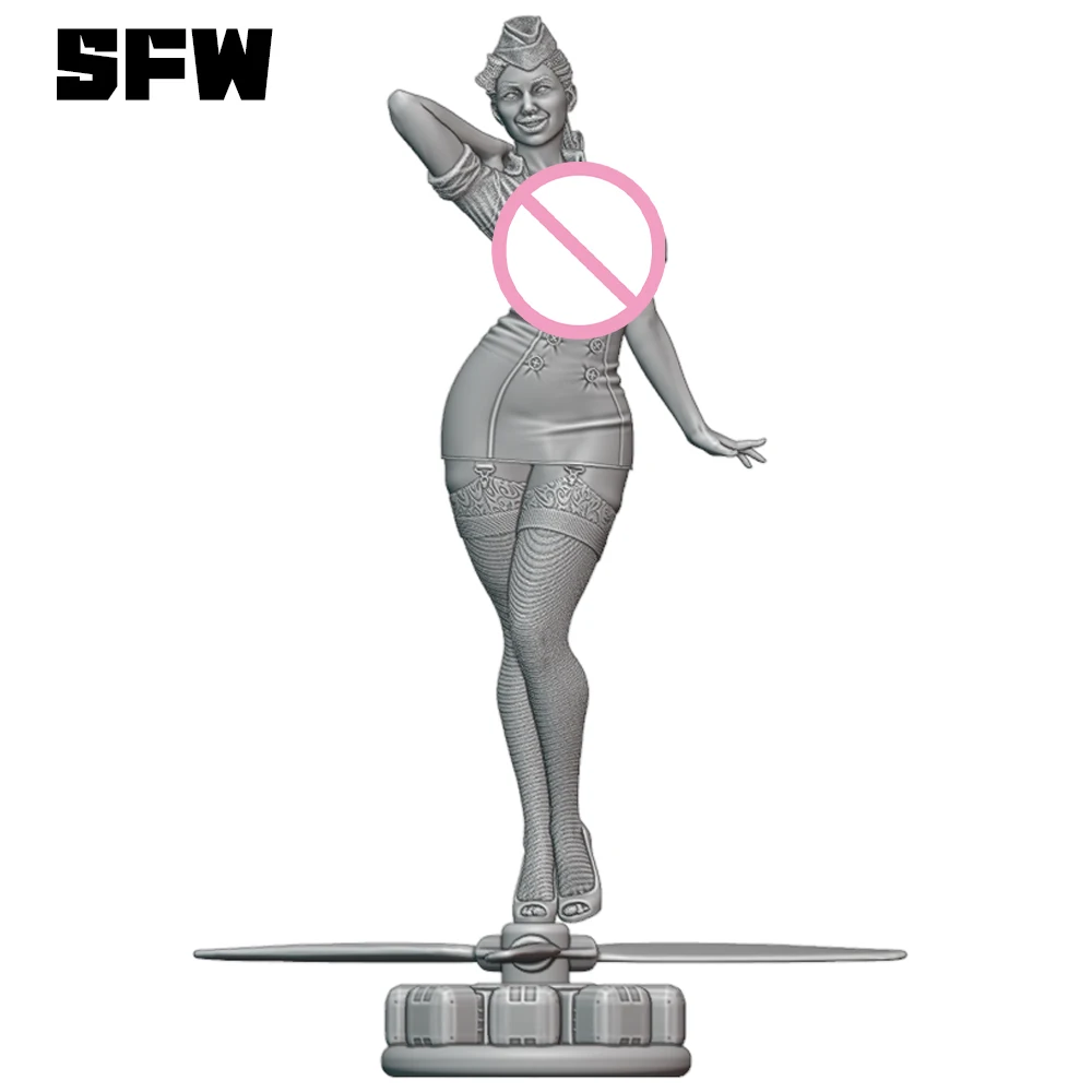 Hélicoptère fille soldats 1/24 échelle résine Figure modèle Kit Sexy Diorama non assemblé non peint poupée impression 3D bricolage Statue artisanat jouet