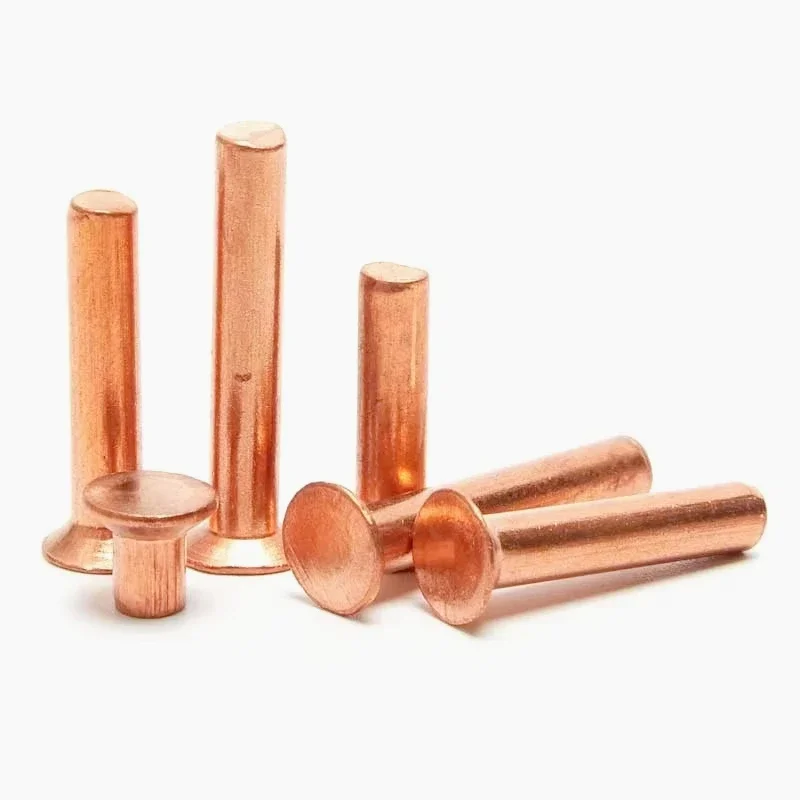 EMMkbvGu M3 T2 Solid Copper Countersunk Rivets, Flat Head Hand Knock Riveting Kit, GB869 Standard 4-25mm Length