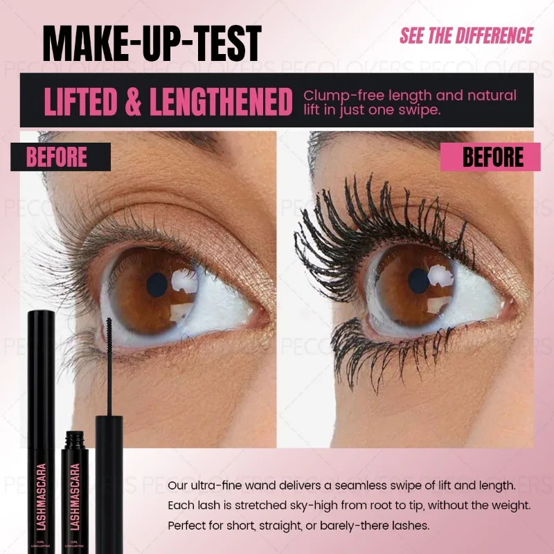 Mascara a tubo nero impermeabile e resistente al sudore, ciglia spesse, cosmetici naturali e duraturi per gli occhi