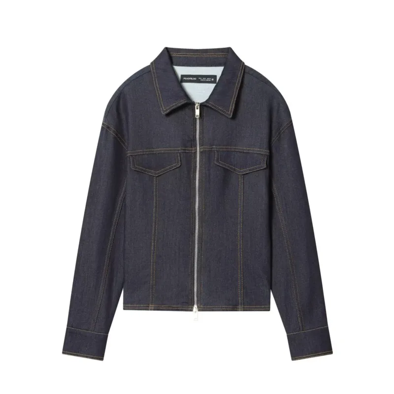 

NERHEFZ Women's Slim Fit Denim Jacket Casual Turn-down Collar Long Coat Sleeve New 2025 Fashion Retro Female Tops