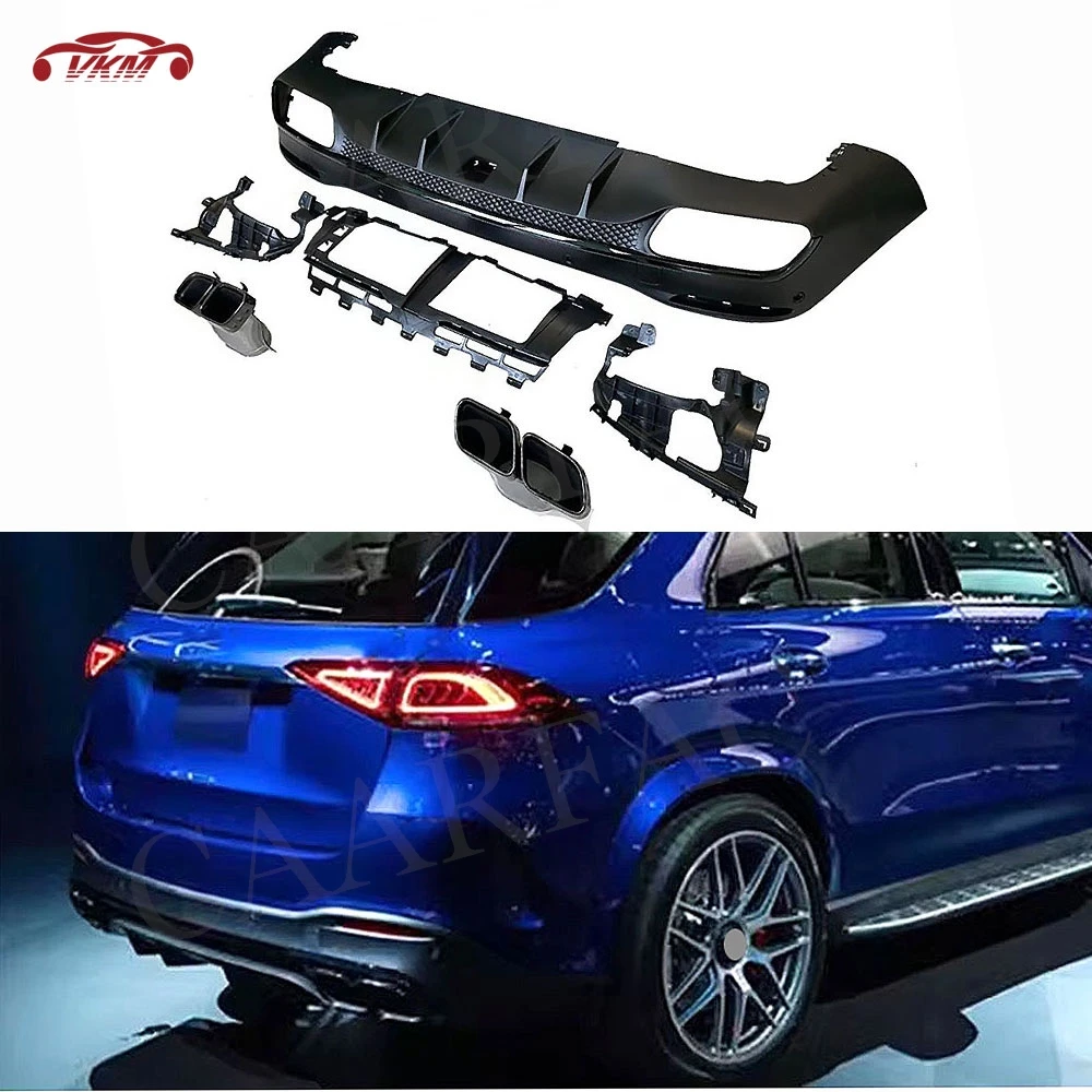 

Задний диффузор из полипропилена, спойлер, защита бампера с наконечниками глушителя, аксессуары для Mercedes Benz GLE W167 GLE63 для AMG 2020+