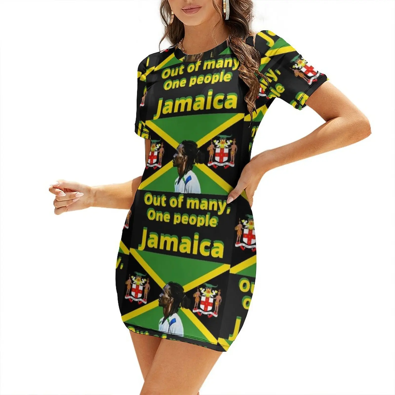 

Jamaica, One People Short-Sleeved Dress women's evening dress 2026 Dress vintage