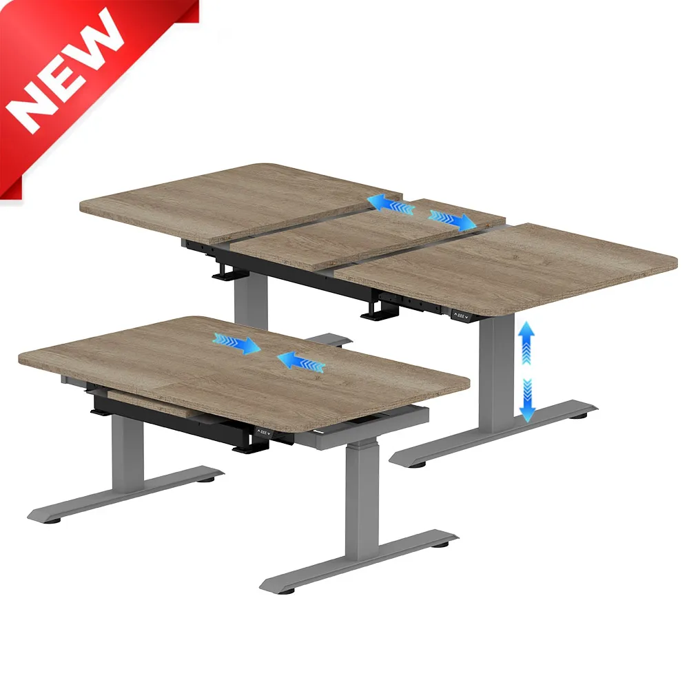 Smart Stand up Office White Workstation Adjustable in Height and Width Dual Motor Electric Sit Standing Desk With APP Control