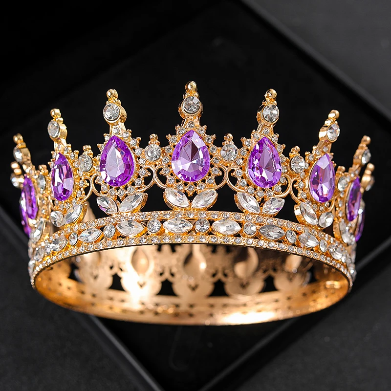 Purple Crystal Tiaras And Crowns Headband For Women Rhinestone Diadem Bridal Wedding Hair Accessories Jewelry Crown Tiara Gift image 6