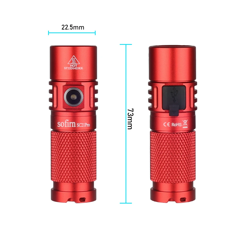 Sofirn-minilinterna LED potente SC21 Pro, Anduril 2,0, 16340, recargable por USB C, 1100lm, LH351D, 90CRI