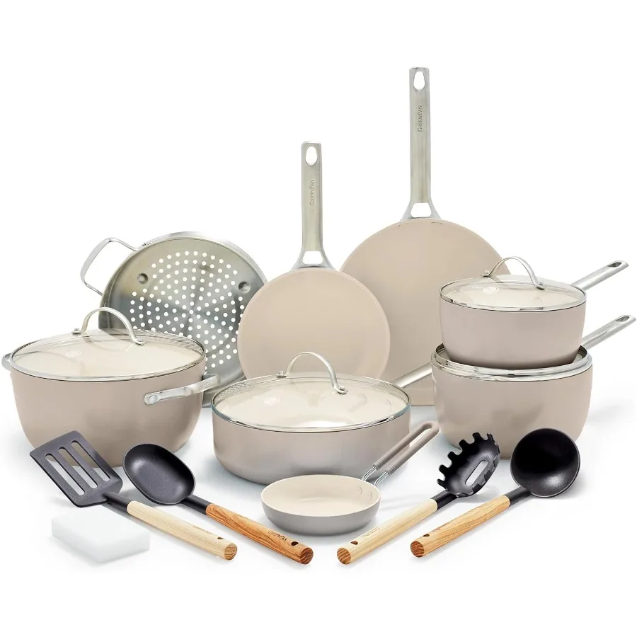 

17Piece Hard Anodized Ceramic Nonstick Cookware Set with PFASFree Coating Compatible with Induction Stovetops Dishwasher and Ov