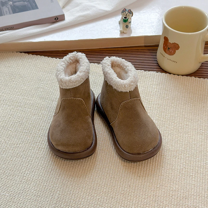 2025 الكلاسيكية سحر وبسيطة براعة الأميرة الثلوج الأحذية للفتيات الجلد المدبوغ أحذية الشتاء فتاة الاطفال أحذية منصة المخملية #4