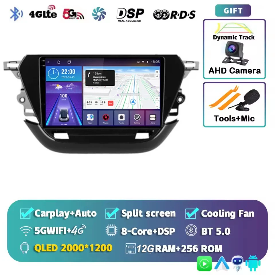 Android 16 autoradio voor Opel Corsa F 2019-2023 touchscreen, autoradio, videospeler, navigatie, GPS, multimedia, BT, Carplay