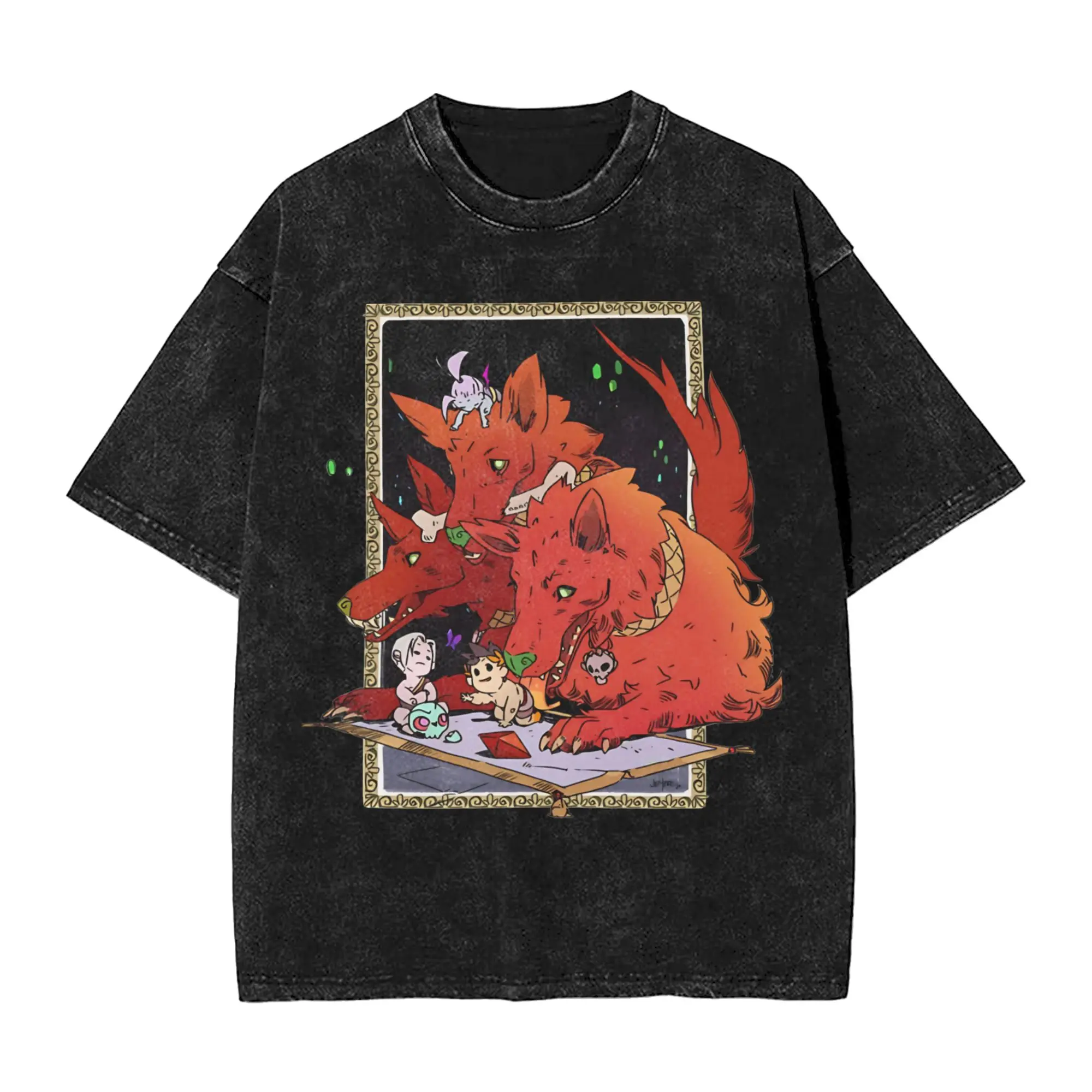 Camisetas divertidas de Cerberus Hades Zagreus Game Gamer para hombres, cuello redondo, Camiseta lavada de algodón puro, camisetas de manga corta, camisetas de regalo