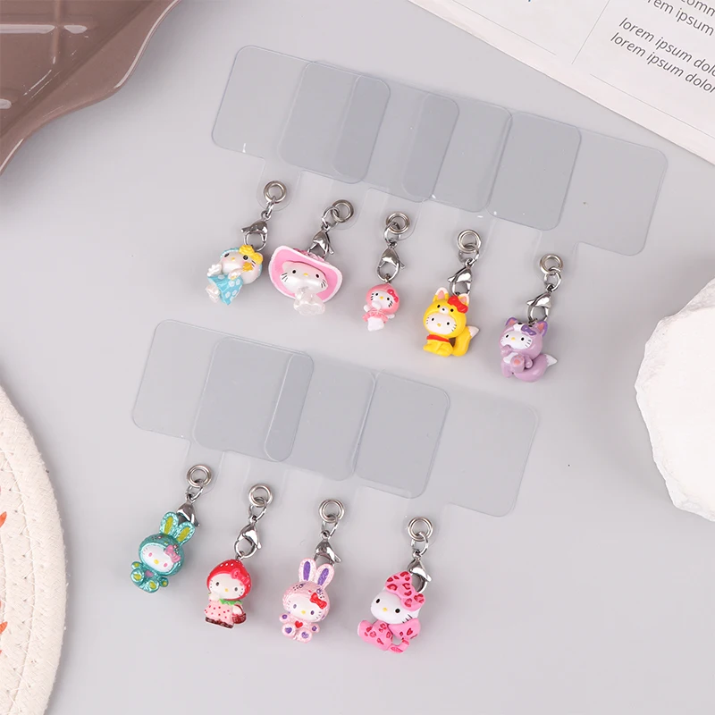 Kawaii Strawberry Holle Kitty Mobile Phone Pendant Cute Funny DIY Backpack Pendant Keychains Decoration Friend Birthday Gift