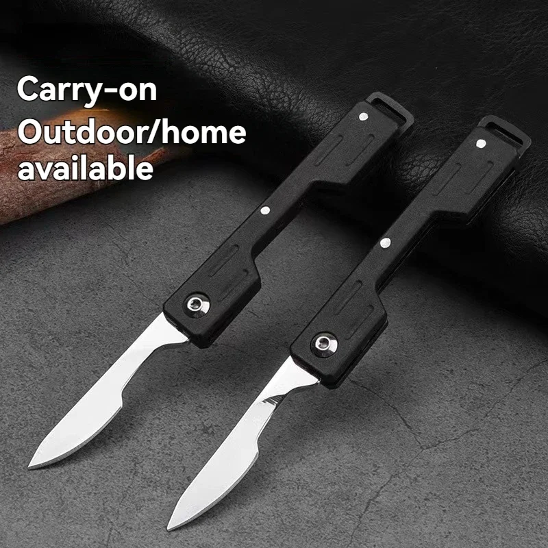 portable carving knife mini stainless steel folding unboxing sharp PP material non removable blade blade body integrated