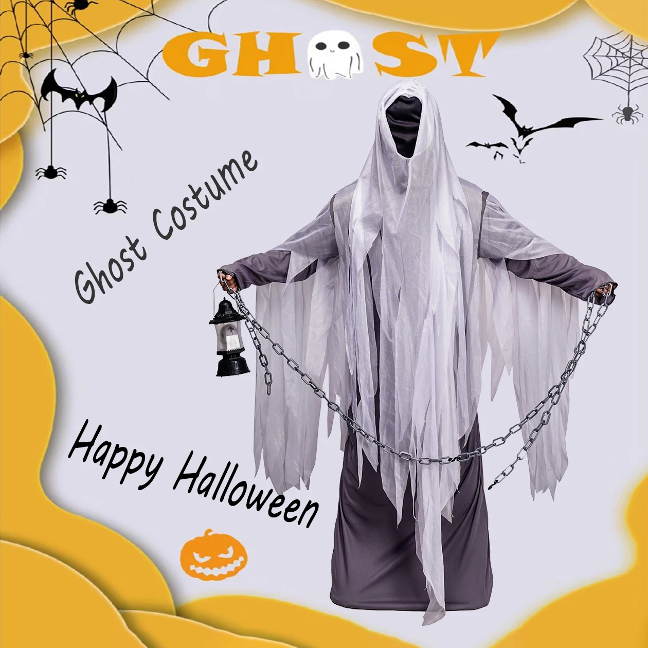 Men Scary Ghost Robe Role Play Purim Costumes Cosplay Horror Ghost Zombie Costume Adult For Male Halloween Party