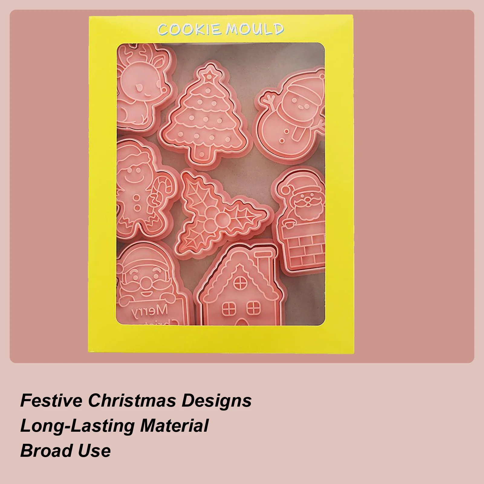 

Christmas Cookie Cutter 8 Pieces Pie Press Mold Pressable Pastry Cutter Mold for Home Bakers Parents Beginners Party Planners