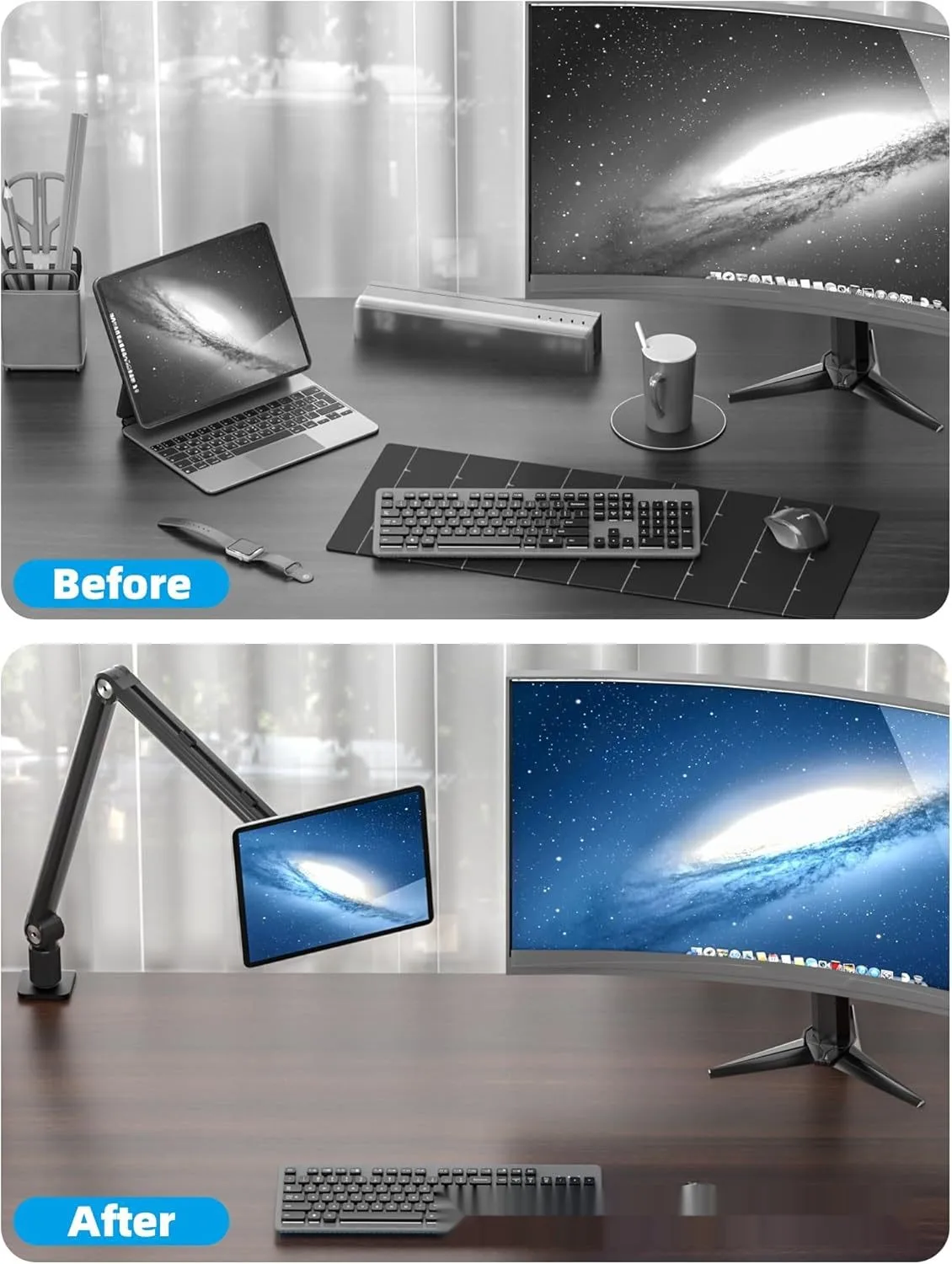 Tragbarer Monitorständer, robuste Tischhalterung für iPad 4,7-18,5 Zoll Bildschirm, Tablet, Laptop – Detail 6