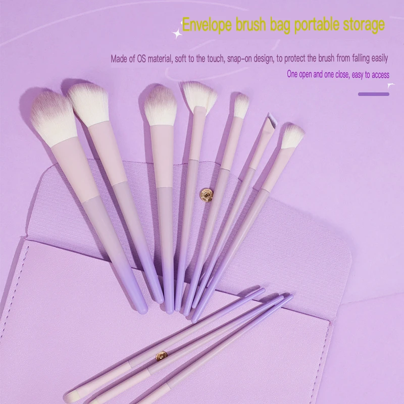 New Cream Purple 10 pennelli e strumenti per il trucco Set di pennelli pennello sciolto Blush Blush pennello per ombretti creatore di trucco per principianti portatile