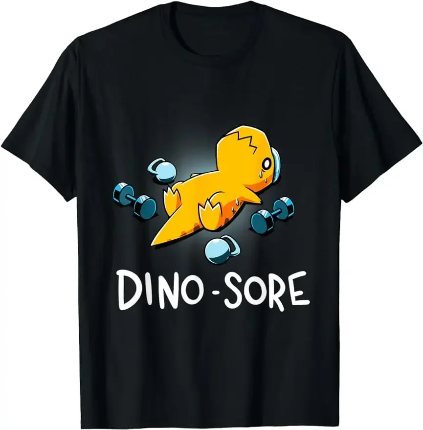 

Dino Sore Funny Dinosaur Workout Gym Fitness Graphic Cotton T-Shirt for Men Women