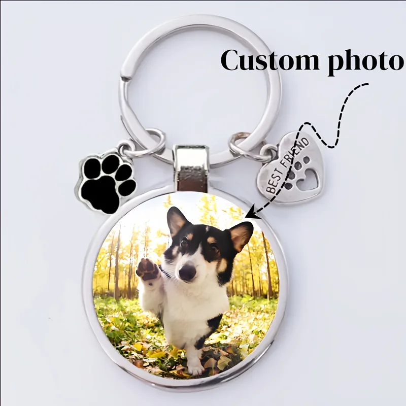 Customized Pet Photo & Text Keychain for Dog Lovers