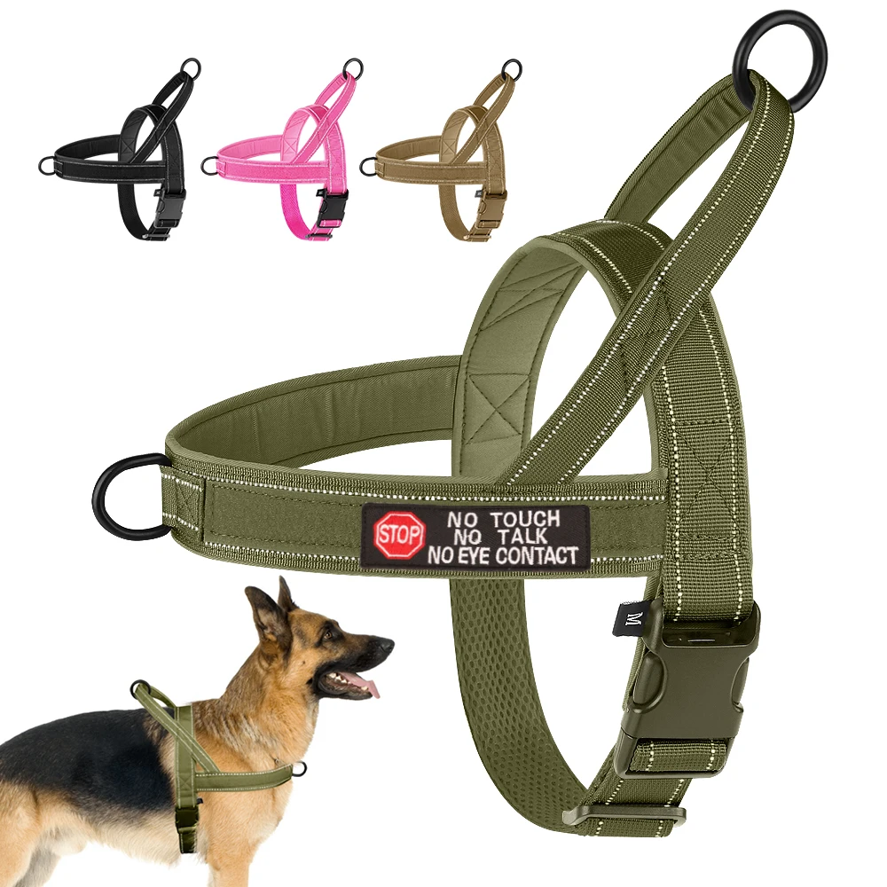 

Reflective Nylon Dog Harness Adjustable Pet Walking Training Harness Vest No Pull For Medium Large Dogs Pitbull German Shepherd