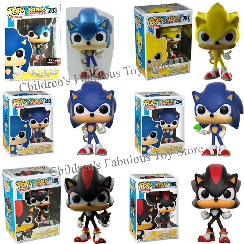 New FUNKO POP SUPER SONICs Vinyl Toys WITH RING #283 EMERALD #284 SHADOW #285 Collectible Action Figure Model for Kids Gift