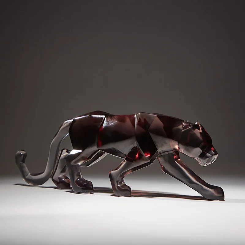 Gold Leopard Print Resin Decoration, Office Desk Sculpture Crafts, Home Living Room Desk Sculpture Decoration view 2