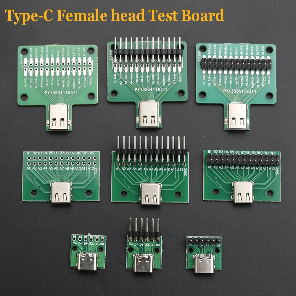 

1piece TYPE-C Female Test Board, Double-sided Positive And Negative Double-row Straight Needle Curved Needle 24P Female To 2.54