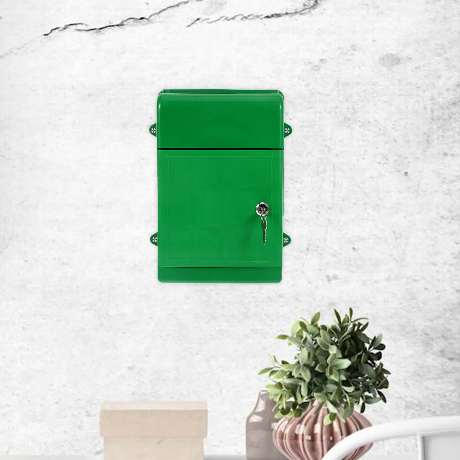Large Wall Mount Mailbox Green Weatherproof Lockable Outdoor Office Suggestion Complaint Box Key Drop Box for Home Business