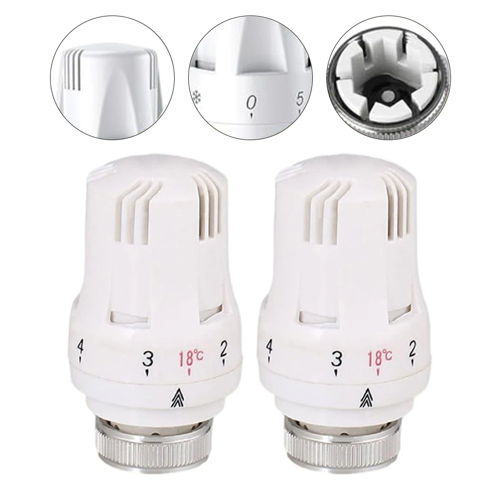 2pcs Thermostatic Radiator Valve Head M30X1.5 Radiator Thermostat Head Self-Adjustment Automatically Senses Accessories