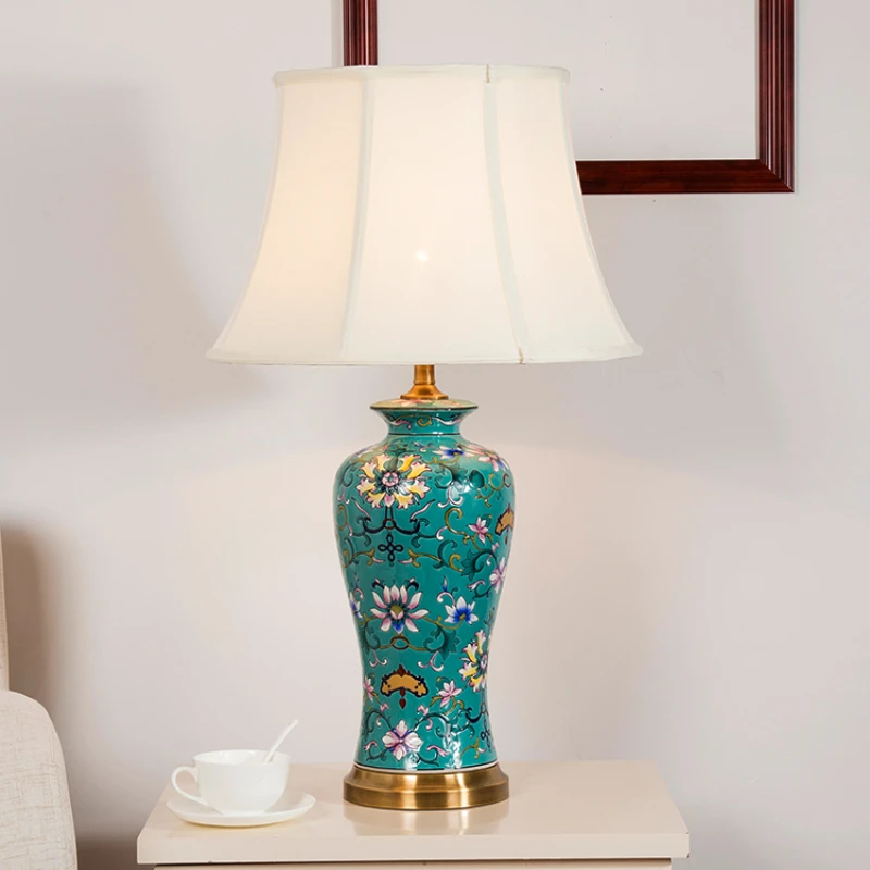 

Living room table lamp bedside lamp large all copper decorative ceramic table lamp