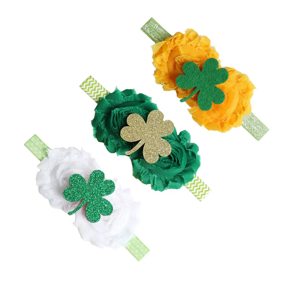 

3Pcs Clover Flower Headband for Baby Girls Kids Headband Stretchy Skin-Friendly Hair Accessory Cute Party Dress Up Decor