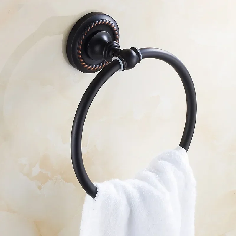 

VidricTowel Rings Antique Brass Wall Mounted Rack Towel Holder Bath Shelf Towel Hangers Storage Bathroom Accessories Towel Bar