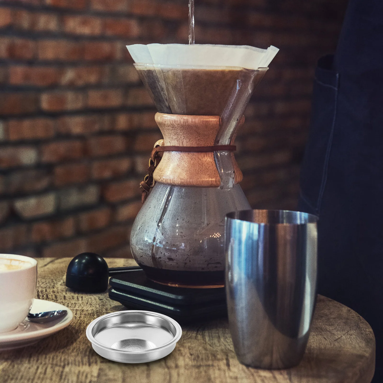 كوب فلتر القهوة من الفولاذ المقاوم للصدأ، ثقوب رفيعة قابلة لإعادة الاستخدام، مصقول بشكل سلس، سهل الغسيل، نماذج متعددة، بار منزلي، استخدام فلتر القهوة