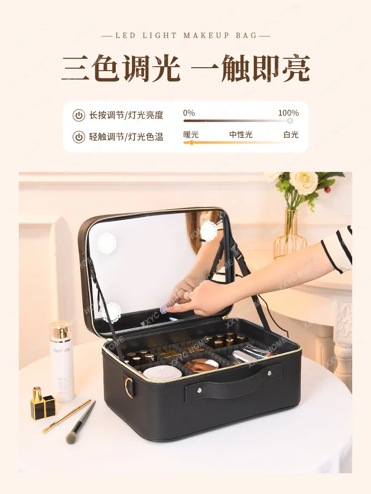 German cosmetic bag led with lamp with mirror, high-end portable and large-capacity cosmetic case for makeup artists