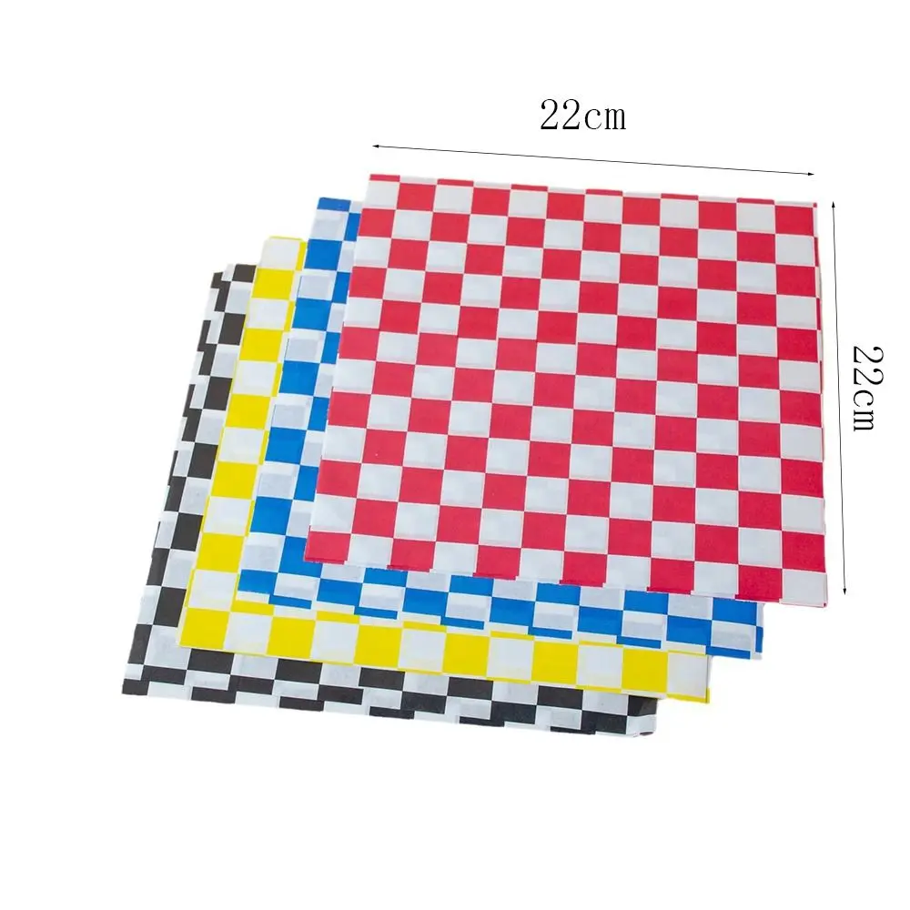 100Pcs Grid Pattern Sandwich Wrapping Paper Square Oil-Proof Greaseproof Paper Food Grade 22cm Deli Basket Liners Snack