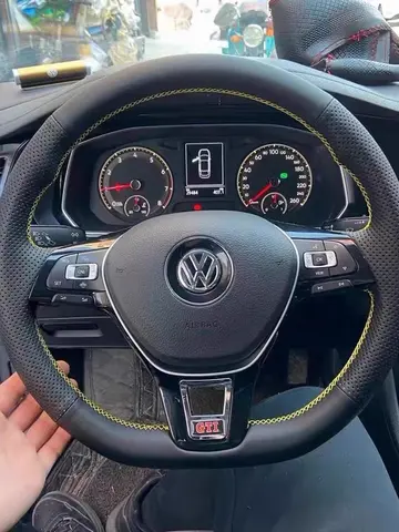 For Volkswagen VW Golf 7 Mk7 Touran Up New Polo Jetta Passat B8 Tiguan Car Steering Wheel Braid Cover Black Artificial Leather