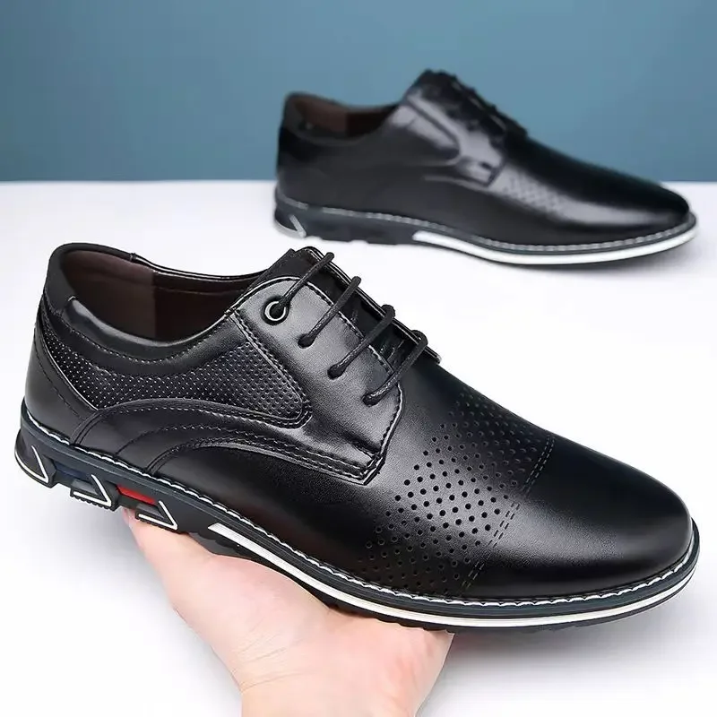 Fashion Black Dress Shoes Mens Business Leather Oxford Social Luxury Shoes Prom Casual Footwear big size 48 49 50 51 52 53