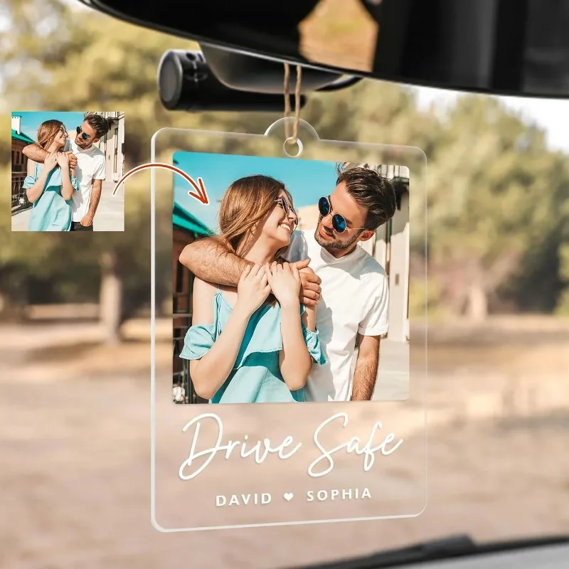 

Custom Your Photo Name Text Hanger, Personalized Picture Hanging Acrylic Ornament Decoration Car Home Wall Decor