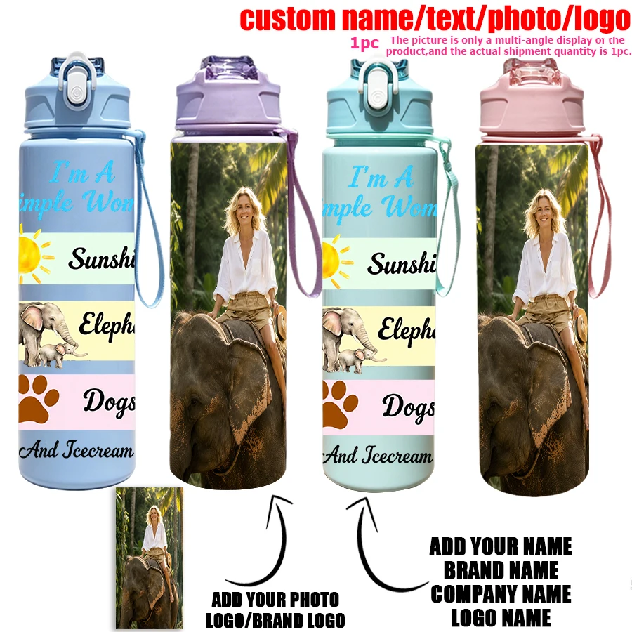 1 Stück 25-Unzen-Wasserbecher mit personalisiertem Bild und Text, auslaufsichere Sportflasche für Familie und Freunde, um ein einzigartiges, individuelles Geschenk zu schaffen.