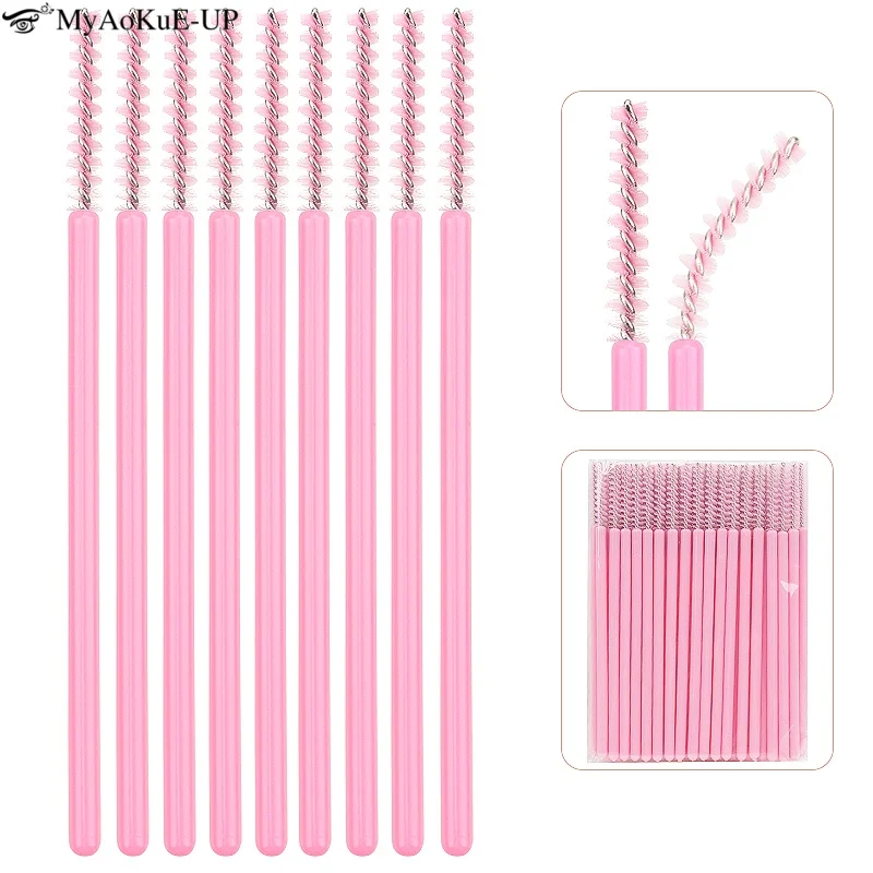 Brosse à cils jetable, peigne à sourcils en cristal, baguette de Mascara de levage, Micro brosses, Extension de cils, outils de maquillage, 50 pièces