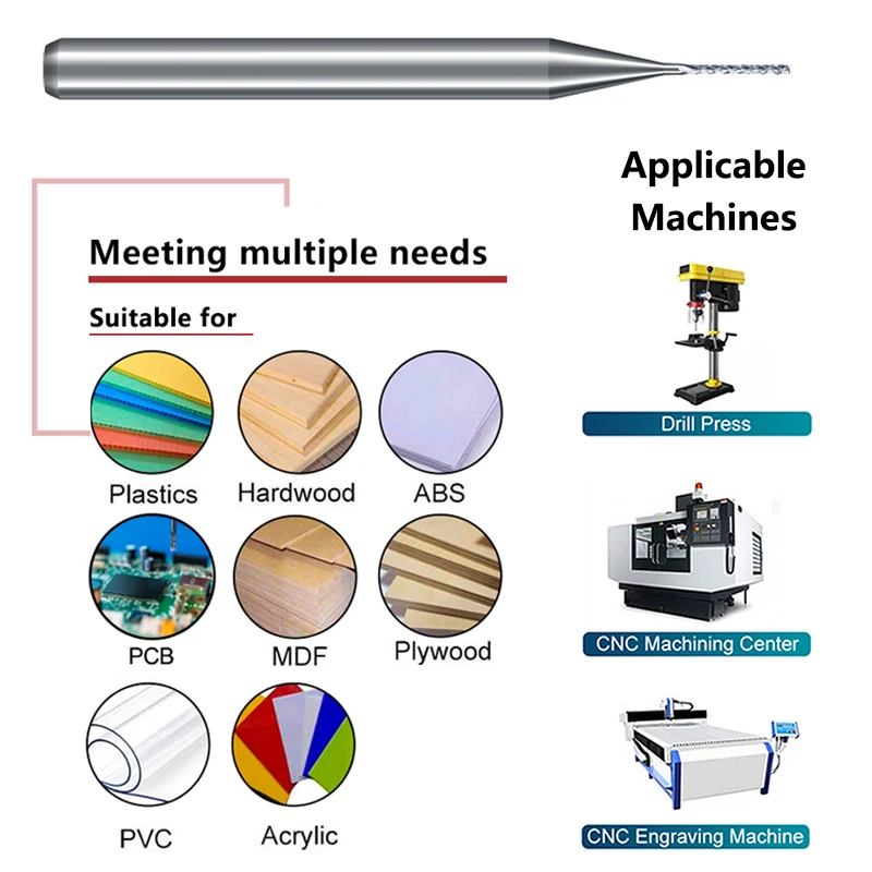 XCAN PCB Milling Cutter 0.8mm 0.9mm 1.0mm 1.1mm 1.2mm Tungsten Steel Carbide End Mill Engraving Bits CNC Router Bit