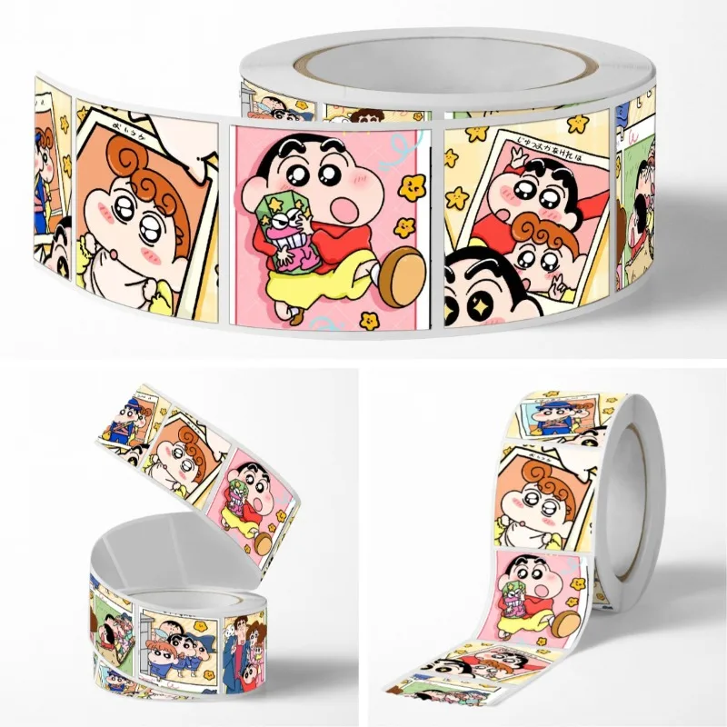 

500 шт. рулонных наклеек серии Kawaii Shinchan: милые мультяшные персонажи, креативный принт, для DIY-открыток, блокнотов, скейтбордов